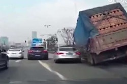 Semi truck accident on busy road