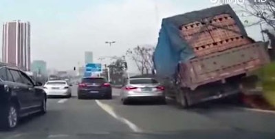 Semi truck accident on busy road