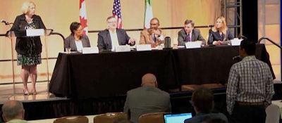 The panel at Monday’s FMCSA listening session on autonomous trucks