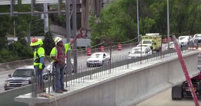 Construction continues on fire-damaged section of I-85 in Atlanta.