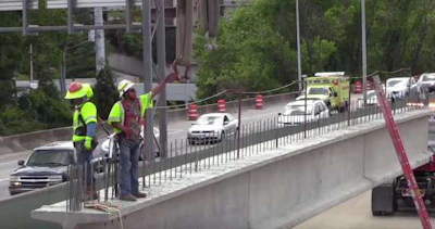 Construction continues on fire-damaged section of I-85 in Atlanta.