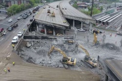 Officials work to repair the I-85 bridge. (Image Courtesy of GDOT)