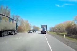 The truck on the left belongs on the right.