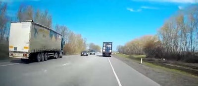 The truck on the left belongs on the right.
