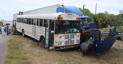 A truck collided with a bus loaded with farmworkers in Florida. (Immokalee Police photo)