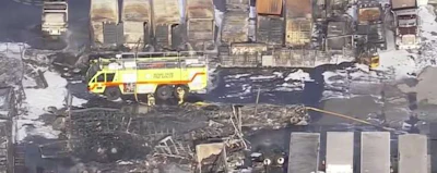 The scene of a fire Monday at a warehouse in Opa-Locka, Florida. (CBS4 Photo)