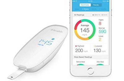 iHealth Wireless Smart Gluco-Monitoring System works with iOS or Android devices
