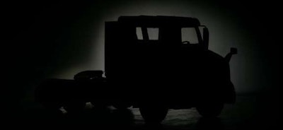 Silhouette of the new Volvo truck to be unveiled Thursday, April 20.
