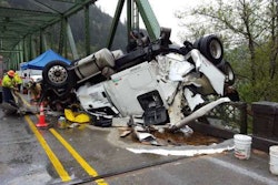 The driver of this truck had to be extricated by emergency crews Wednesday, April 12. (Oregon State Police photo)