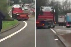 Man chases his truck rolling onto a highway in England