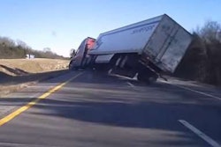 Semi truck has an accident
