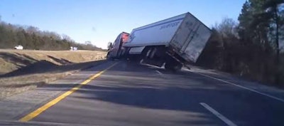 Semi truck has an accident