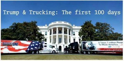 Semi trucks on the White House lawn