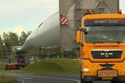 Semi truck driving on the road