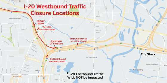 I 20 WB Closure Location