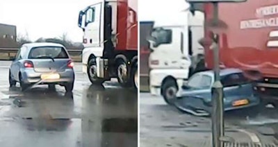 Semi truck and car accident