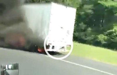 Dash cam footage by Sam Has of truck fire on I-20 in Louisiana