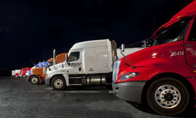 Semi trucks parked