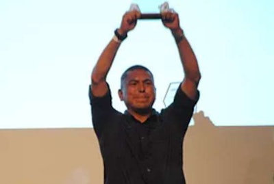 Parcell James accepting his award. (Image Courtesy of the New Mexico Trucking Association)