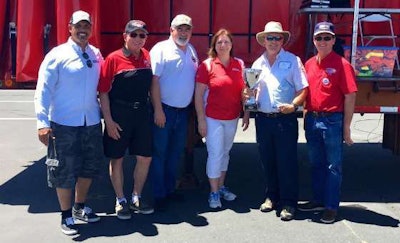 From left to right: CTA Secretary Alex Gilmete, CTA Past President Dennis Firestone, CTA Treasurer Joe Giammona, CTA First Vice President Lynette Brown, Grand Champion Greg Ryan of Walmart Transportation, and CTA President Doug Britton. (Image Courtesy of California Trucking Association)