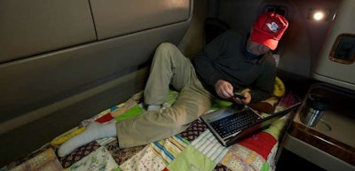 Trucker in a truck sleeper