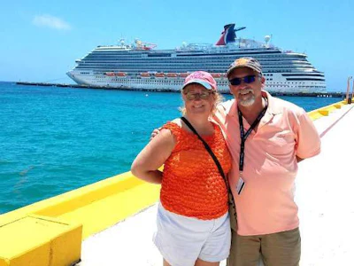 Lisa Buhrow and her husband, Wayne, prepare to board a cruise ship. The couple likes to take cruises in their down time. They try to go on at least one a year. (Image Courtesy of Lisa Buhrow)