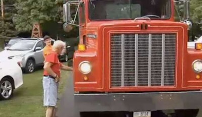 John Corklin with the 1972 International Transtar 4200 his sons had restored for Father’s Day.
