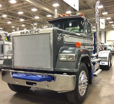 This 1987 Mack 'RW' Superliner Liberty on display at GATS belongs to LC Piggott, from Alvarado, Texas. It has a Mack E6 350 HP engine, Mack T2090 nine-speed transmission and Mack Camelback suspension.