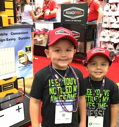Jaden and Kaden Atkinson at the RoadPro booth.