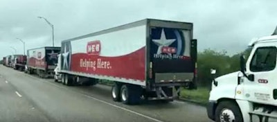 Trucks headed to southeast Texas with relief supplies and equipment. (NBC5 photo)