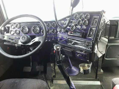 The interior of Cherryl Lannigan's truck is custom done in purple.