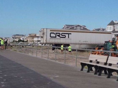 The trailer had to be unhitched and a tow truck was brought in. (Image Courtesy of Dianne Marks via Facebook)