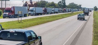 Trucks arrive at Maxwell Air Force Base. (Maxwell AFB photo)