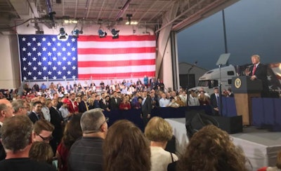President Trump Wednesday talk taxes and trucking near Harrisburg, Pennsylvania (ATA photo)