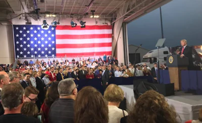President Trump Wednesday talk taxes and trucking near Harrisburg, Pennsylvania (ATA photo)