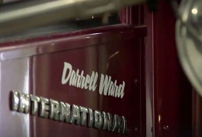 Darrell Ward Sticker on an International Semi-Truck