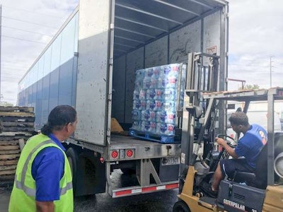 The truck was carrying 38,000 bottles of water. (Image Courtesy of Roadmaster Drivers School)