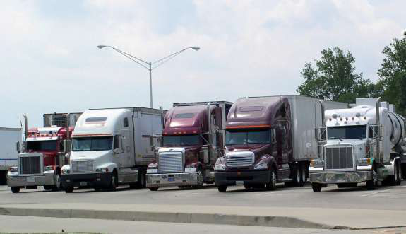 Truckers take a break at rest stop