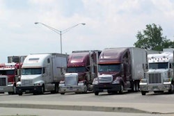 Truckers take a break at rest stop