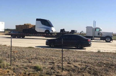 Is that a Tesla Semi on a flatbed in California?
