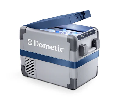 Portable refrigerator/freezer holds 43 cans in its .9 cubic-foot capacity. Can deep-freeze food down to -7°F without the need for ice. Fitted with heavy duty features like reinforced corners, stainless steel hinges, and sturdy a lining. Has a USB port for charging small electrical devices. $500 on Amazon.
