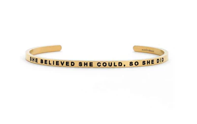 As a woman trucker, you've got to believe in yourself. This engraved stainless-steel cuff reminds you of that every day. The slender style pairs with other bracelets, and makes a meaningful gift for someone special. 1/8' wide. Stainless steel with 18k-gold plate. $35 at nordstrom.com.