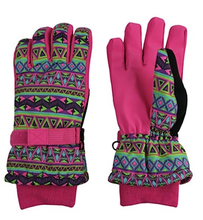 N'Ice multi-color gloves. Made with Thinsulate. Waterproof. PVC grippers on palms, fingers and thumbs. $14.99.