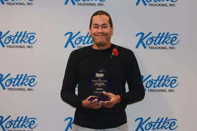 Carlo Garcia was awarded the fourth annual Duane and Connie Distinguished Driver of the Year award. (Image Courtesy of Kottke Trucking)