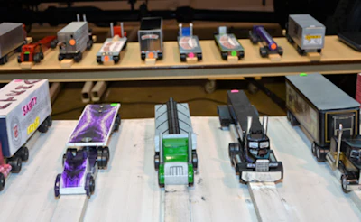 Competitors build their own miniature rigs to compete in the Pinewood “Big Rig” Derby contest. (Image Courtesy of Mid-West Truck & Trailer Show)