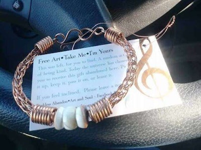 Shult leaves her custom handmade jewelry in random places for strangers to find and keep. (Image Courtesy of Natalie Shult)