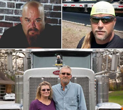 Drivers Steve Brooks (top left), Michael Wheeler (top right) and Lee Schmitt (bottom), pictured with his wife Lisa, will attend the Super Bowl courtesy of ONE20.