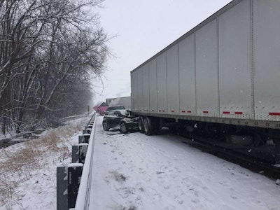 17 tractor-trailers were involved in a mishap on I-94 on Feb. 2. (Michigan State Police photo)