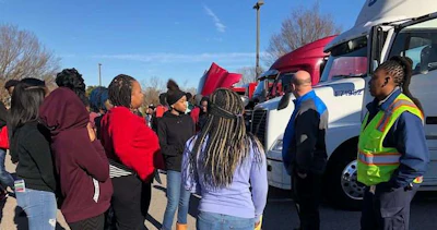 Students at Eau Claire High School participated in a transportation career day Jan. 24 where they were able to meet trucking industry representatives and ask about transportation careers. (Image Courtesy of Eau Claire High School Facebook Page)