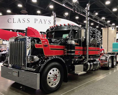 Dave Friend's red and black 1987 Peterbilt 359 is part of the ATHS display at MATS.